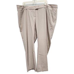 Diane Gilman Womens Amanda Classic Dress Pants 24W Petite Beige Flat Front NEW